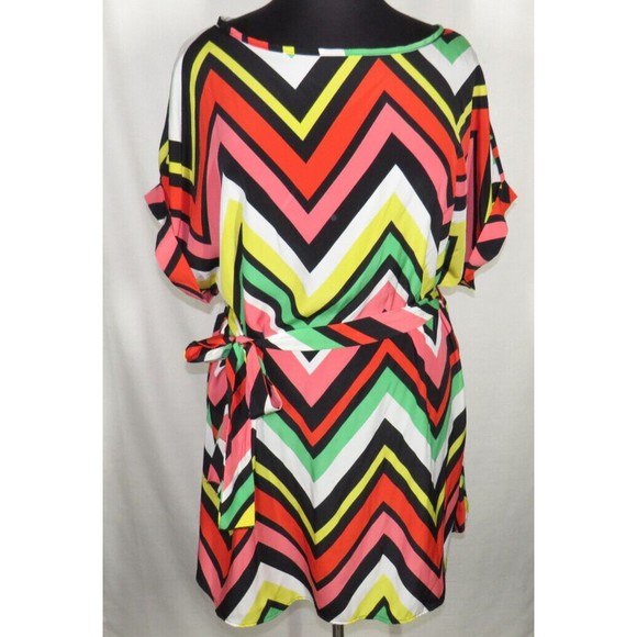 FTF Women's Multicolor Chevron Striped Dolman Sleeve Dress Plus Size 3X - Picture 10 of 14